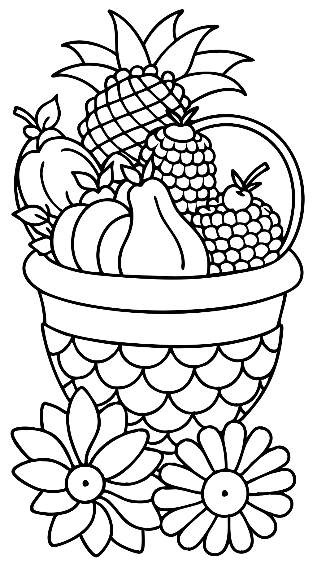 coloring page of a basket